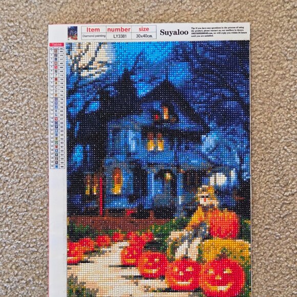 Finished Diamond Art Painting of Halloween Haunted House with Pumpkins(80) - Picture 2 of 2